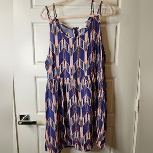 FOREVER 21 3X Blue‎ Coral Geometric Print Dress